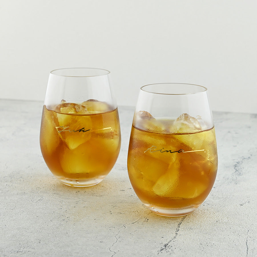 サインド・ノーブル＊ペア名入れクリアグラス（2個セット・ギフトBOX