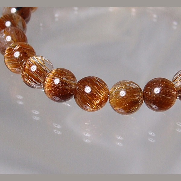 B1399 ファイヤールチルクォーツ（赤金針水晶）7.5～8㎜玉ブレスレット