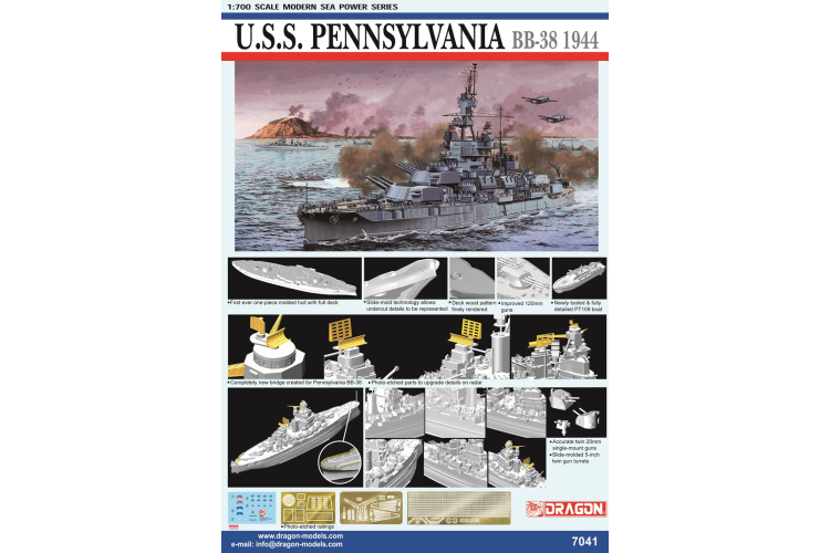 USS Pennsylvania BB-38 1944 - Battleship - 1:700