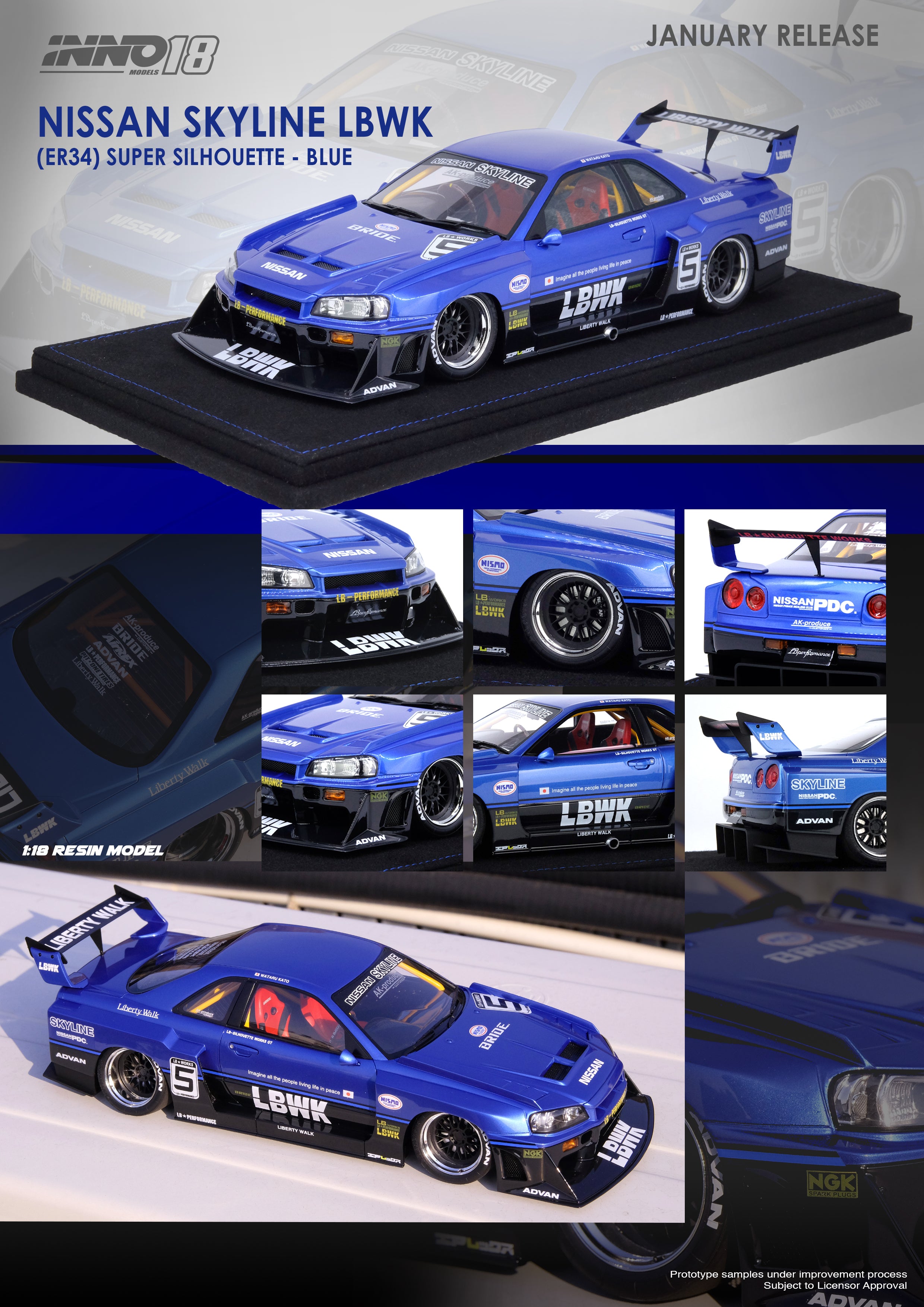 INNO18 1:18 Nissan Skyline (ER34) Super Silhouette 
