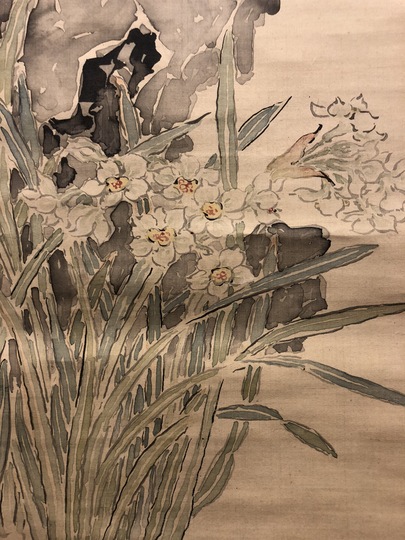 椿椿山 水仙湖石図｜古美術・掛け軸の販売・買取・鑑定-松本松栄堂