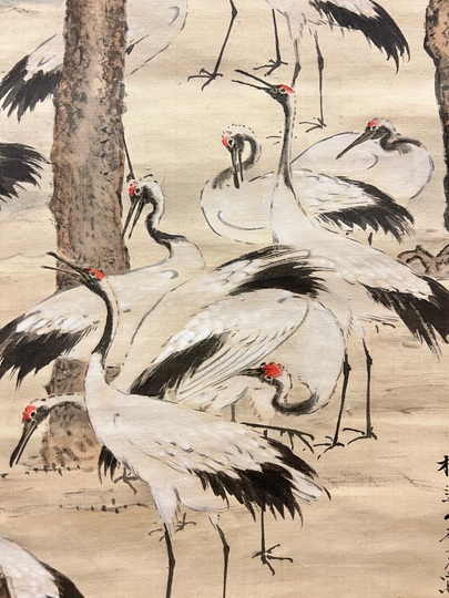 山本梅逸 群鶴之図｜古美術・掛け軸の販売・買取・鑑定-松本松栄堂