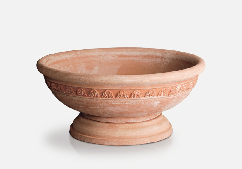 ハンドメイド・イタリアンテラコッタ素焼き鉢【リーフボウル（ベース付