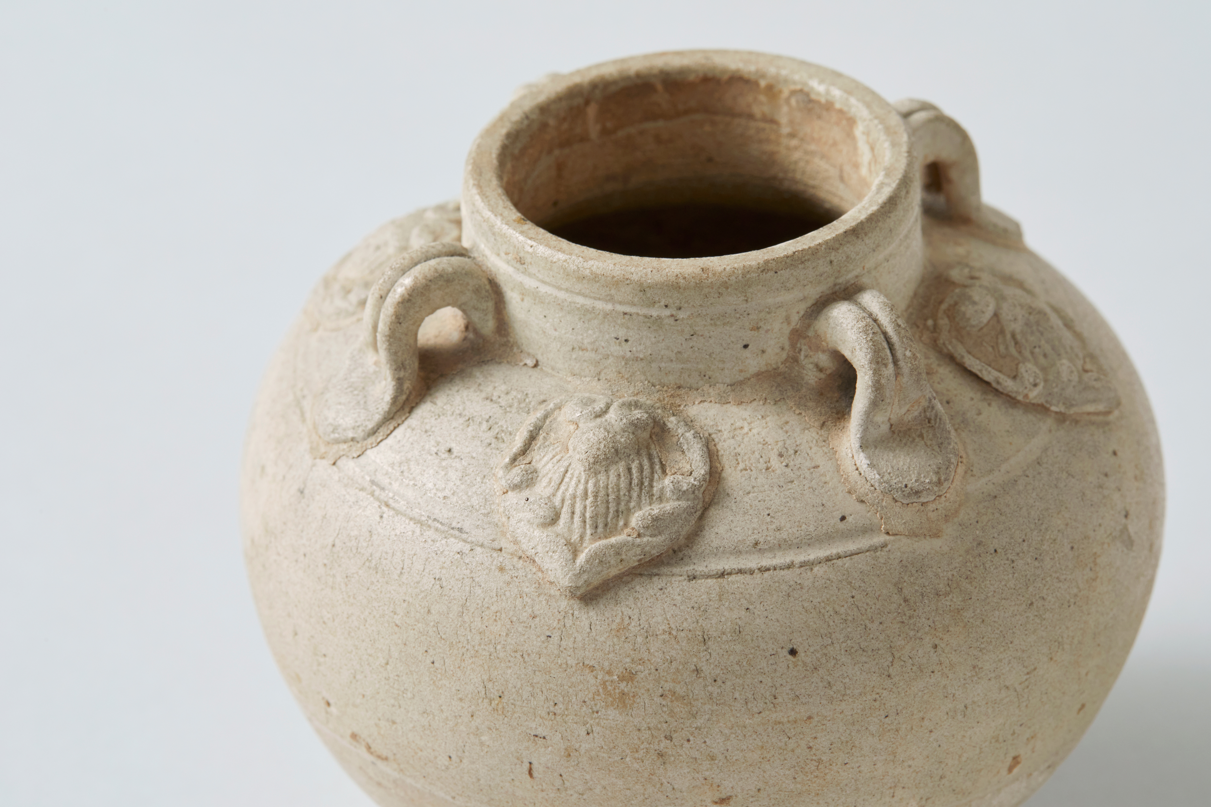 白磁貼花四耳壺