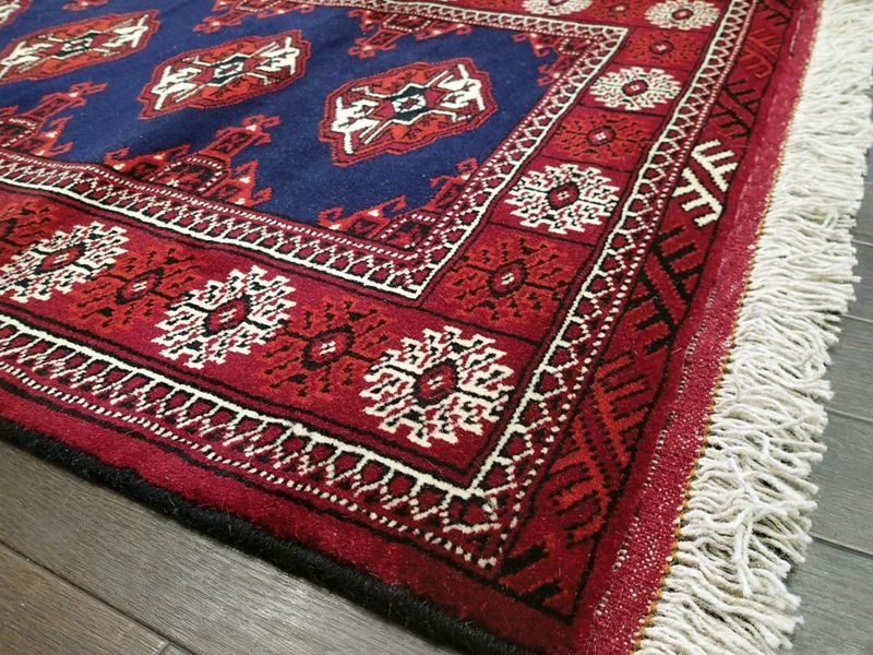 新品 トルクメン ペルシャ 絨毯 1.2m アクセント サイズ 123 x 78 cm