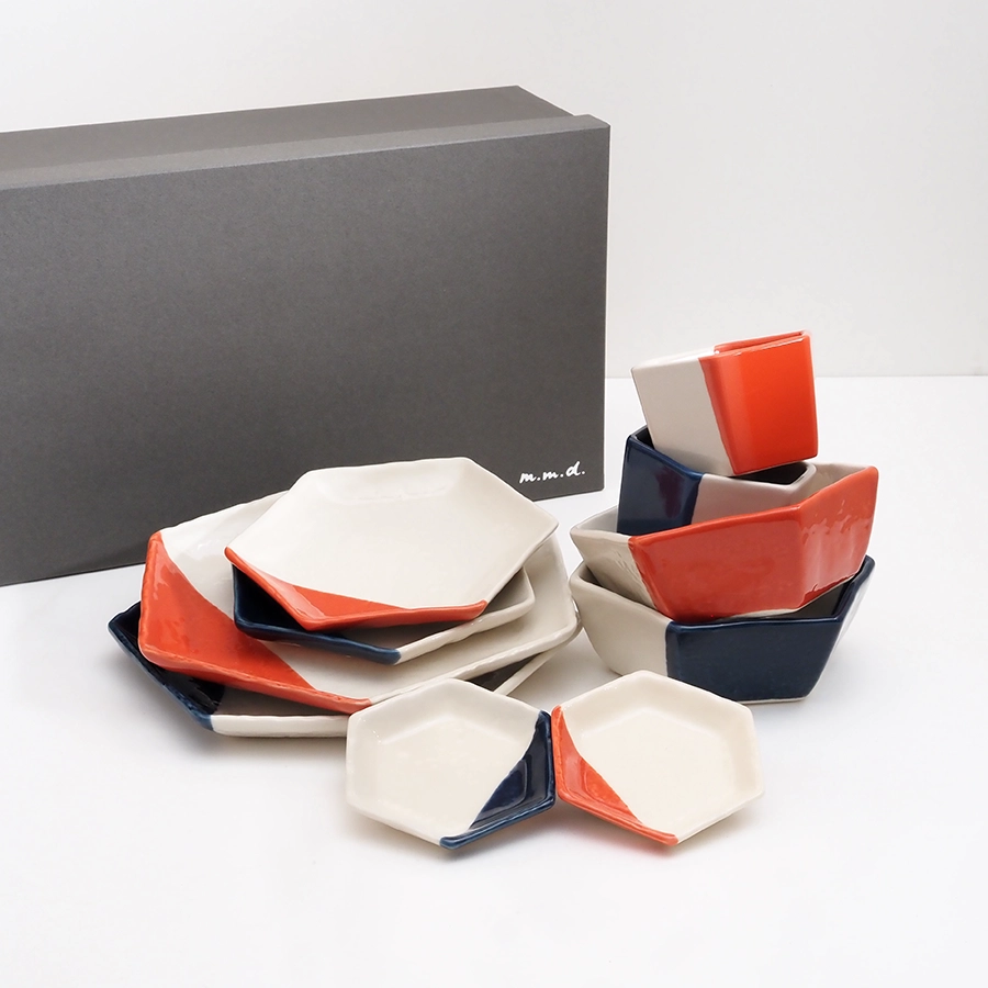 六角形の安定と調和、永く続くという想いをこめて」取皿・中鉢・マルチ