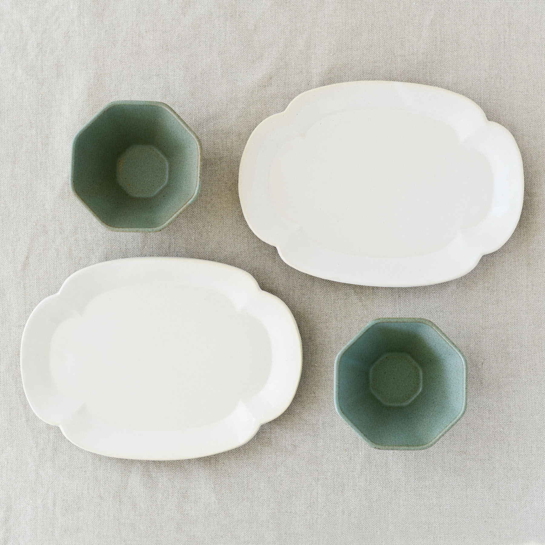 ギフトセット :: 結婚 :: 焼物皿と小鉢のペアセット(錆青磁)/リアン