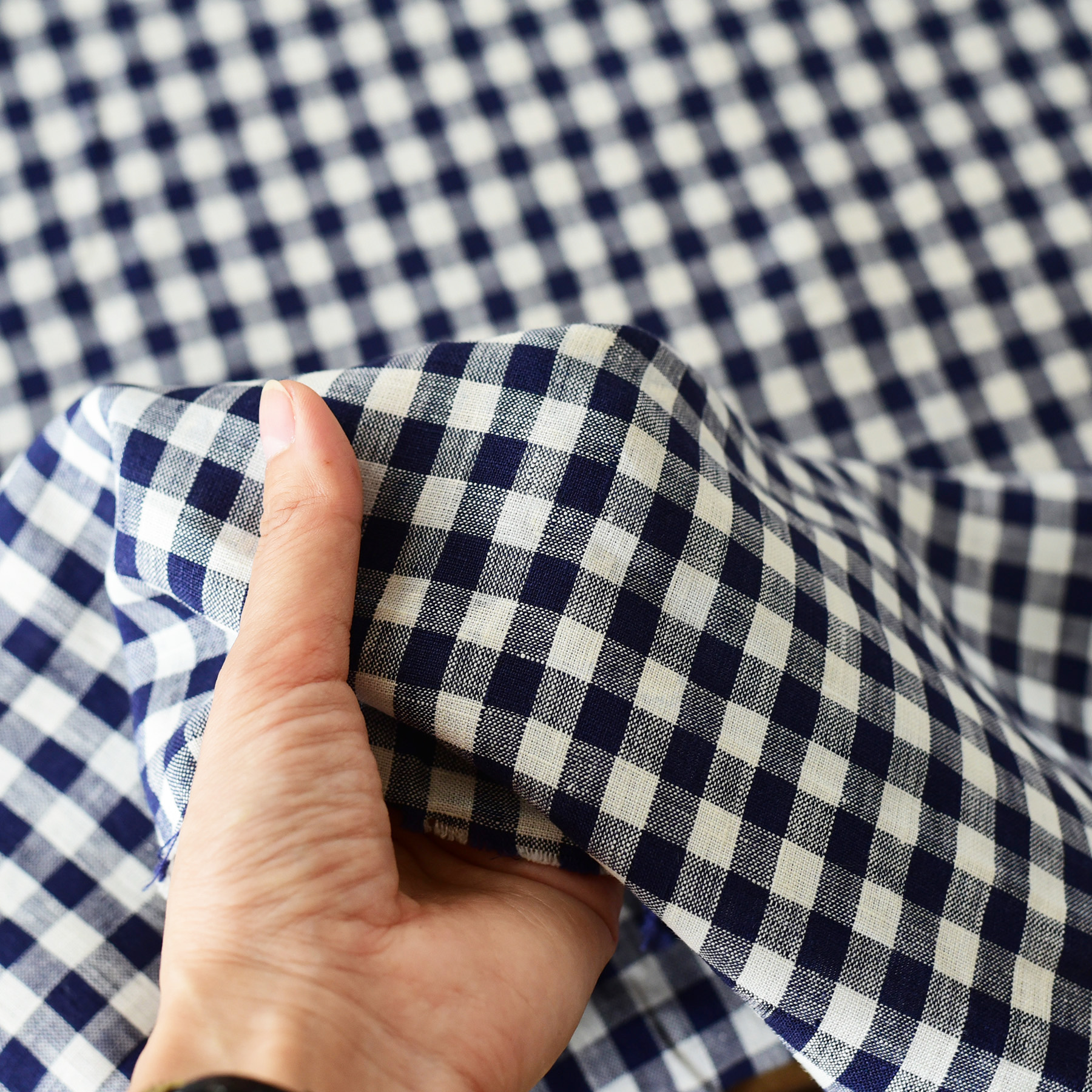 キッチンリネン :: 布・生地 :: ギンガムチェック(ネイビー) 生地 幅
