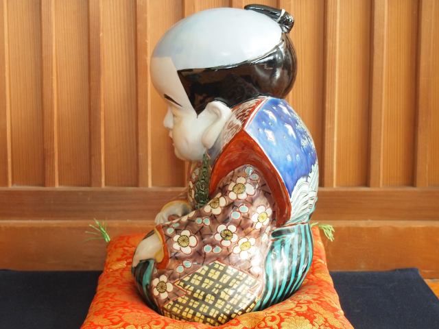 九谷焼 12号福助 青九谷 布団付 九谷焼マルヨネ 陶芸窯和陶房