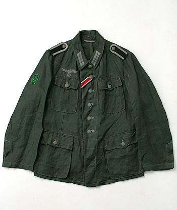 WWII ドイツ陸軍(WH) M42 HBT野戦戦闘服(上着)、猟兵徽章付/実物・