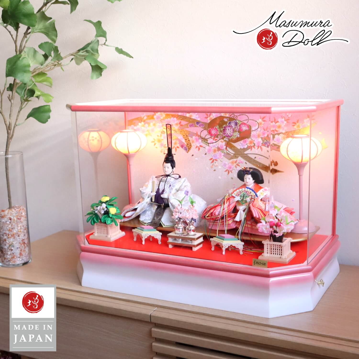 残りわずか【特別セール商品】【日本製】親王 桜金襴衣装 ☆ 六角