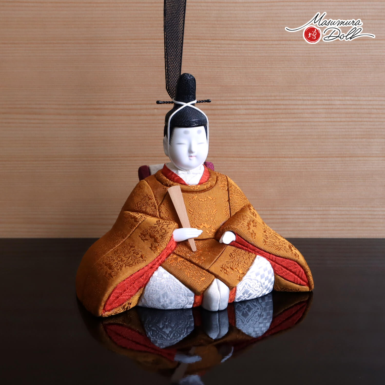 伝統的工芸品 三世・金林真多呂作 伝産・祝雅雛 正絹西陣織 黄櫨染 本