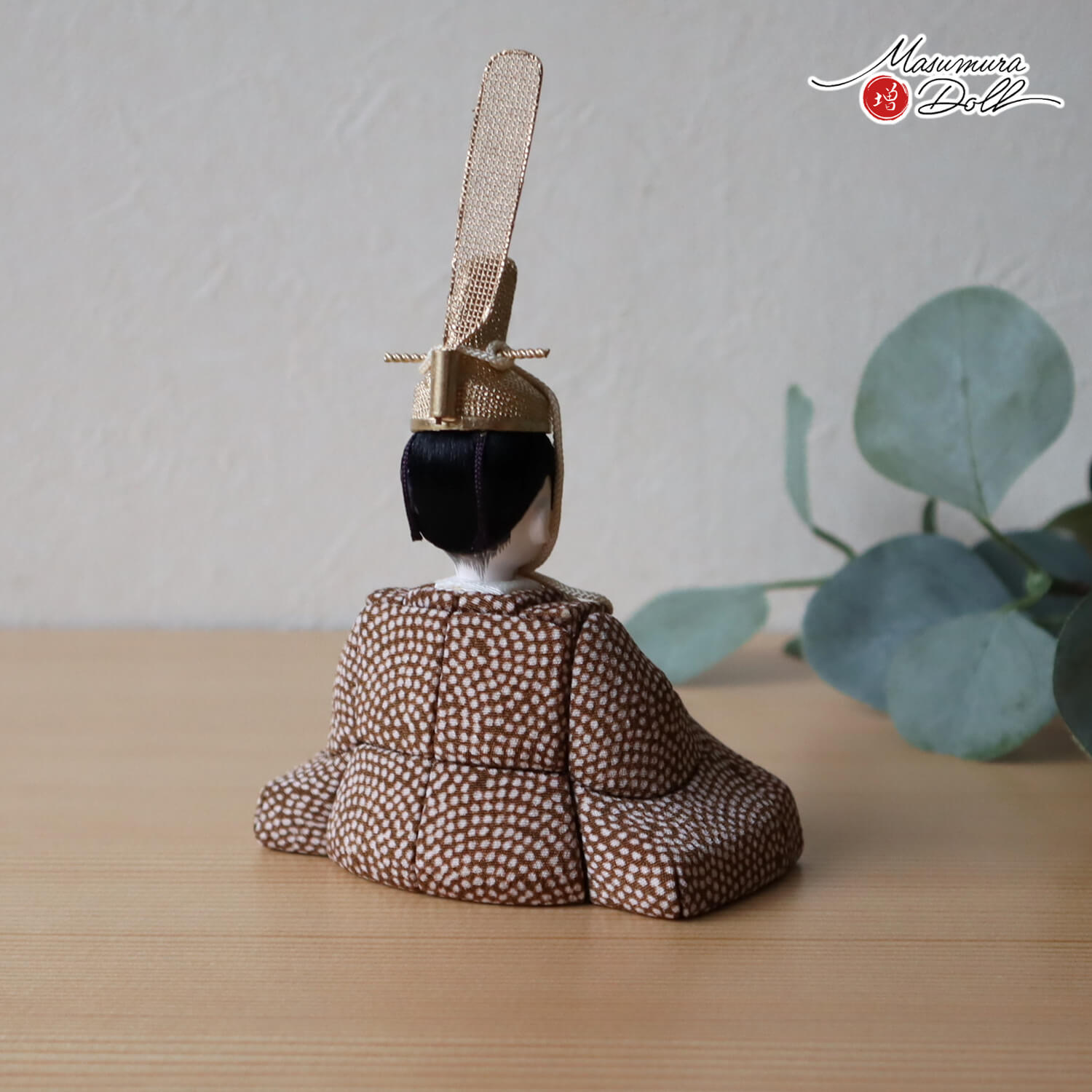 新作 木村一秀作 五人飾 桃山雛 ブラウンドット 3人 官女 クリーム 月