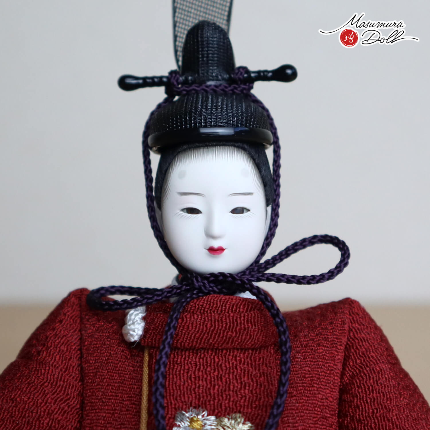 新作 柴田家千代作 葵雛 正絹ちりめん 刺繍 リボンに梅 月-tsuki