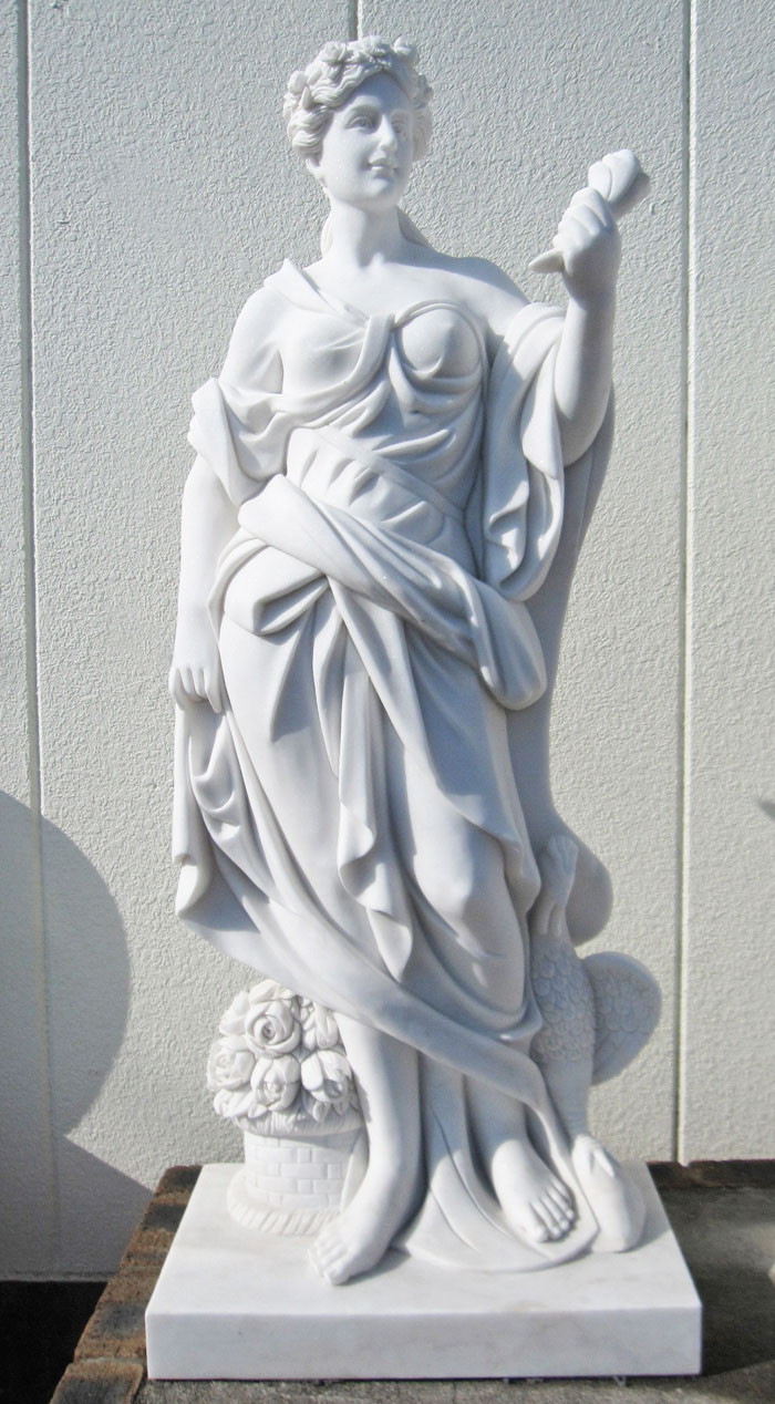 天然大理石彫刻（石像） 花飾りのヴィーナス（乙女像）の販売ページです。