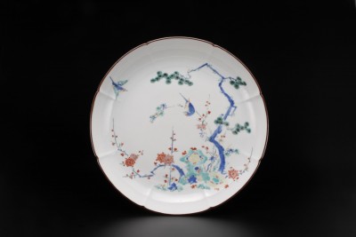 柿右衛門色絵松竹梅鳥文輪花皿 | 商品詳細 東洋古陶磁の前坂晴天堂