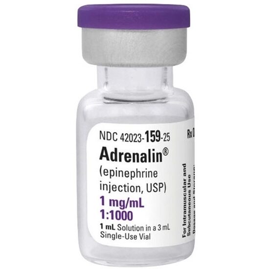 Adrenalin® Epinephrine Injection 1 mg/mL, Single Dose Vial 1 mL