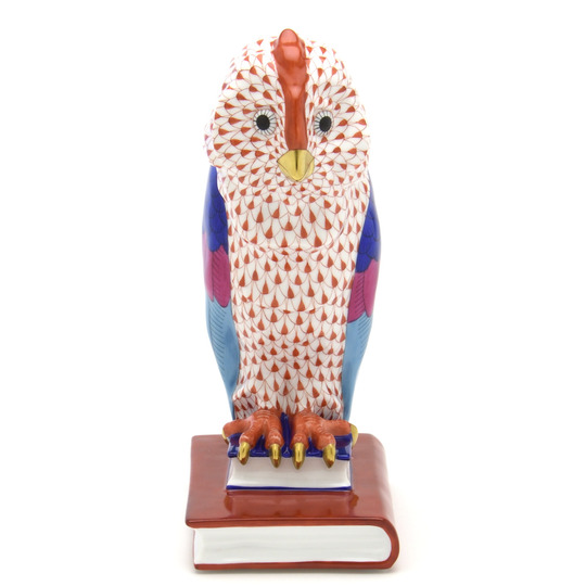 ヘレンド(Herend) ふくろう置物(高さ:21cm) 本の上の梟(M)(05105/VH