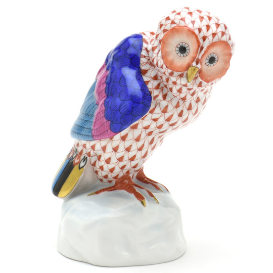 50%Off ヘレンド(Herend) 梟 置物 ふくろう(S) 赤色の鱗模様(VH-05106