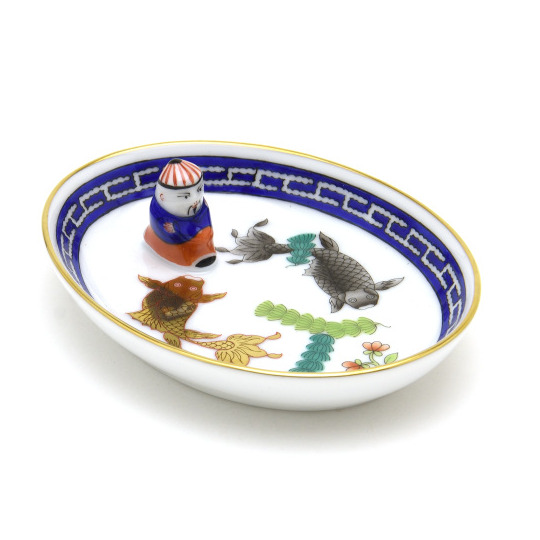 50%Off】 ヘレンド(Herend) 楕円形ミニトレイ(幅:7.5cm)マンダリン飾り