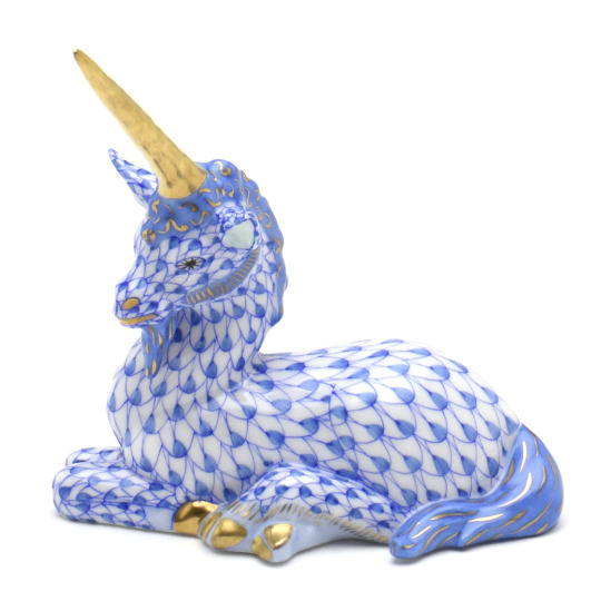 ヘレンド(Herend) ユニコーン(高さ:8cm) 一角獣(15359/VHB)ブルーの鱗