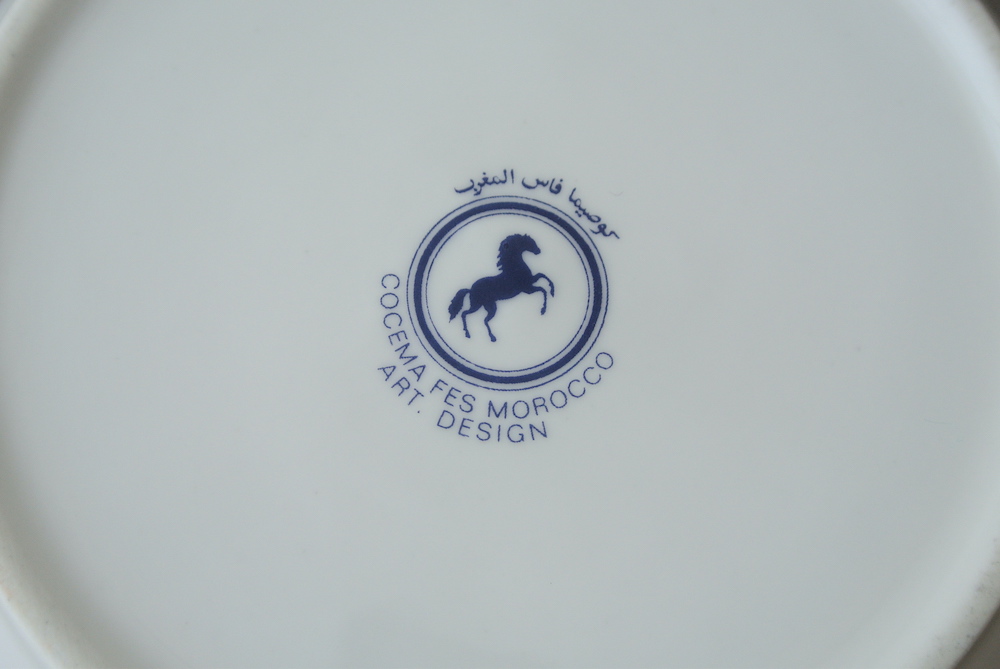 コセマタジン鍋：フェズ刺繍風B（ユーズド）COCEMA 希少 モロッコ陶器