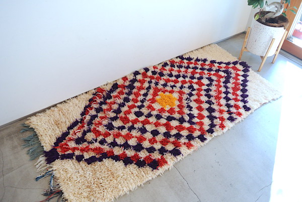 モロッコラグ｜ビンテージアジラル・1970年代 M オフホワイト（約162