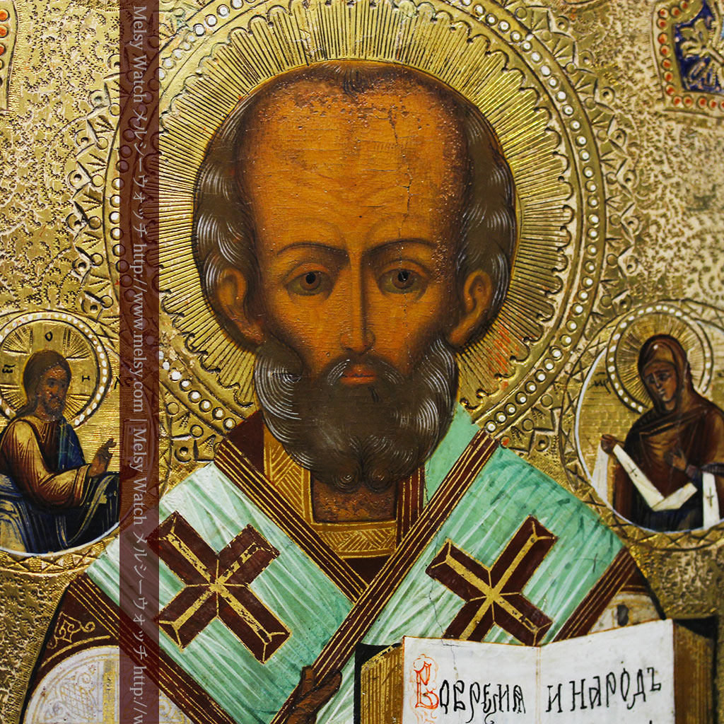 ミラの聖ニコラオ・ニコラウスを描いた木板イコン/聖画像・テンペラ