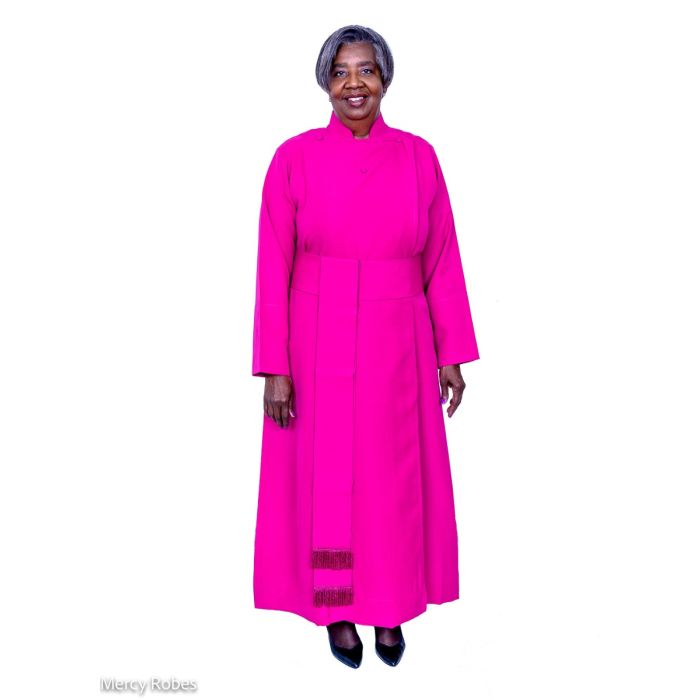 Womens Anglican Cassock Robe With Band Cincture (Fuchsia)