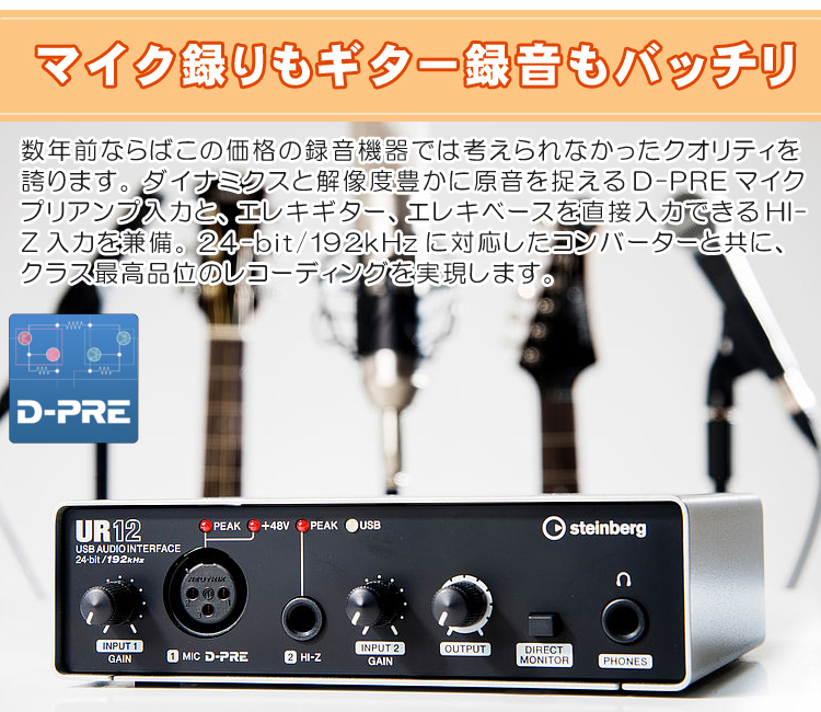 Steinbergオーディオインターフェイス UR12B ネット配信セット