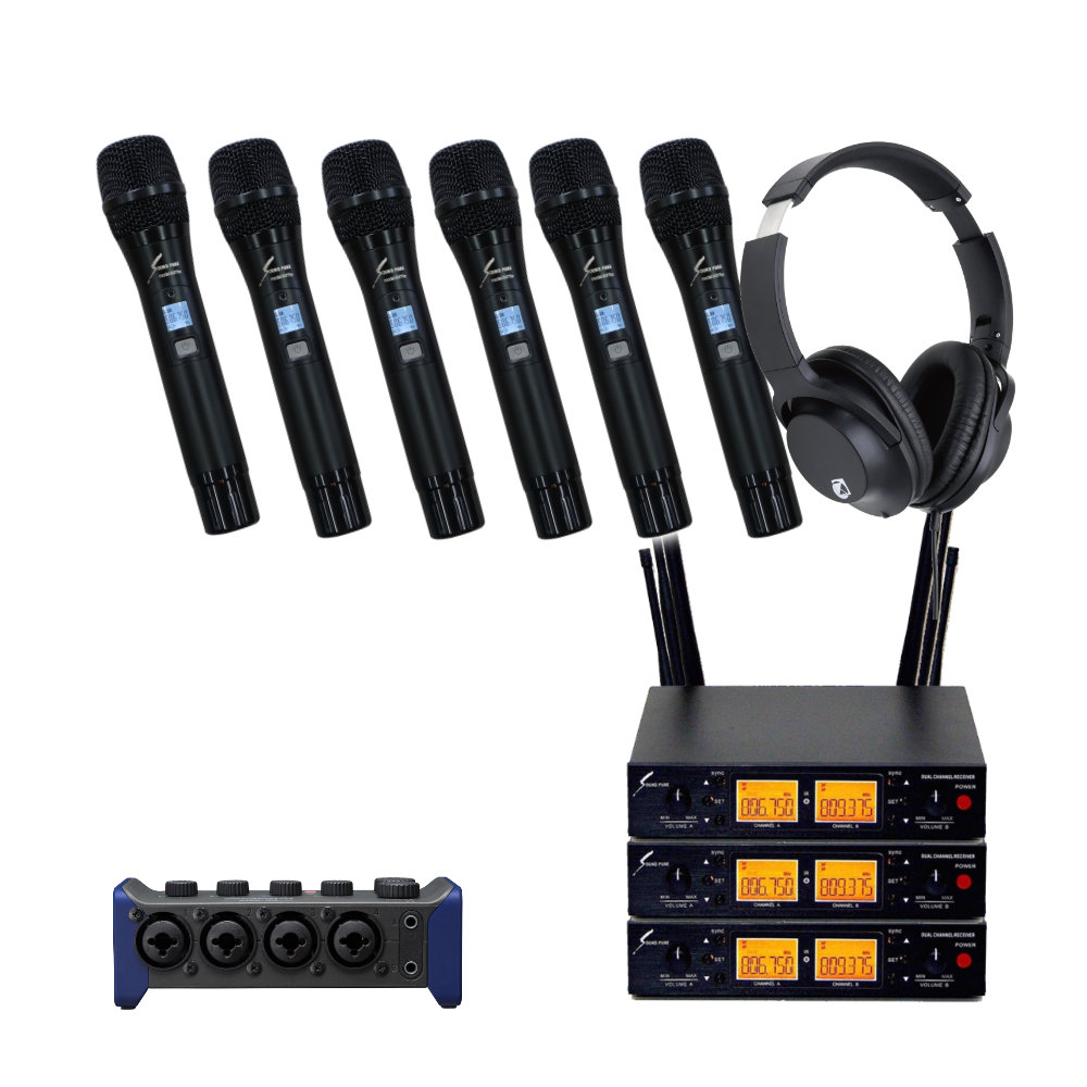 ZOOM 超小型オーディオインターフェイス AMS-44(ワイヤレスマイク6本付