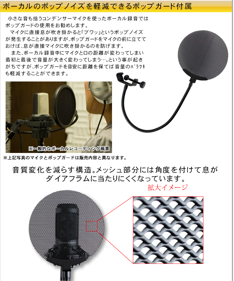AKG コンデンサーマイク C214 (ブームマイクスタンドセット)【福山楽器