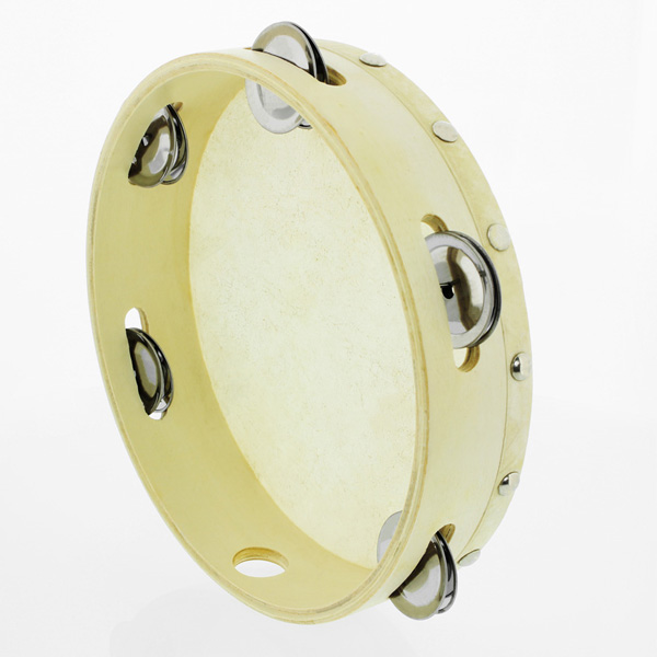 □ご予約受付□ 【10個セット】 本革付きタンバリン 8インチ（約20cm