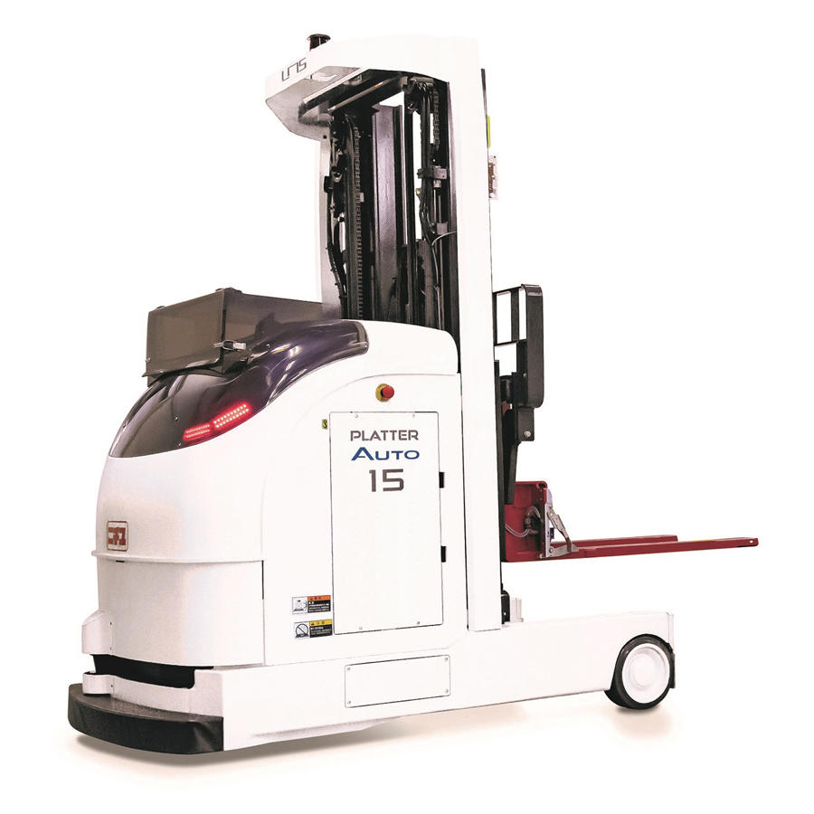 国内初、マイナス25℃冷凍倉庫対応レーザー誘導方式無人フォークリフト