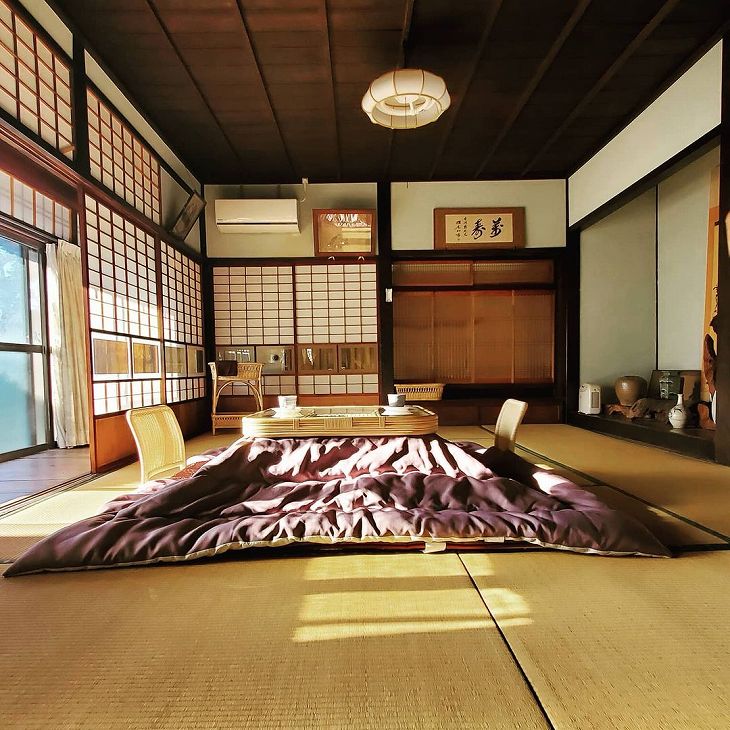 角テーブルコタツ（薄型ヒーター付き）｜TA-023｜ラタンテーブル・籐座