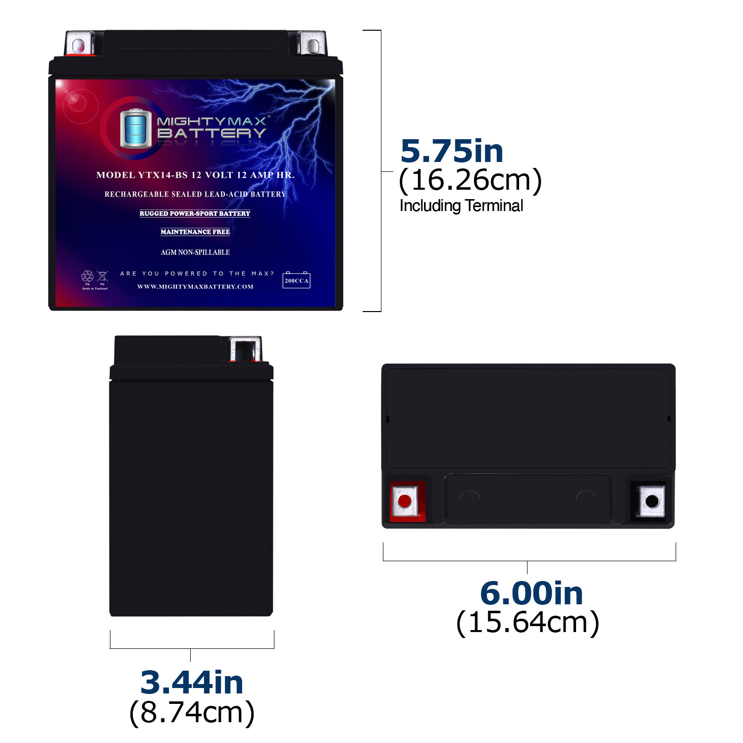 YTX14-BS REPLACEMENT BATTERY FOR KAWASAKI NINJA ZX12R ZX14 VN800