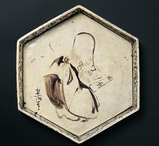 銹絵寿老図六角皿 光琳画 - MIHO MUSEUM