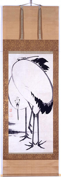 双鶴図（鶴亀図双幅のうち）伊藤若冲筆 - MIHO MUSEUM