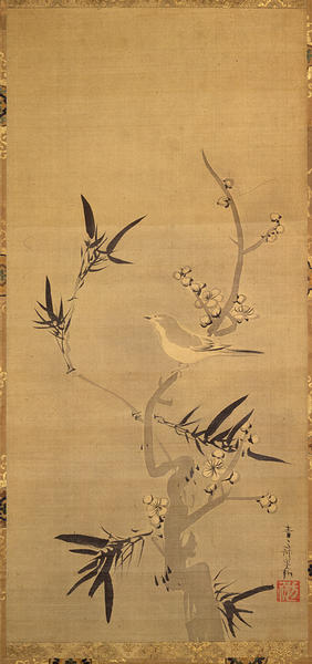 竹梅鶯図 尾形光琳筆 - MIHO MUSEUM