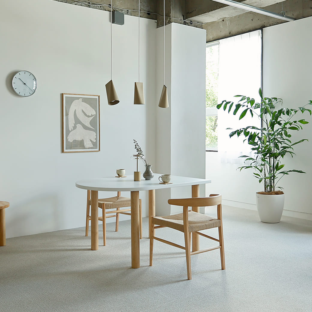 ハーフオーバル ダイニングテーブル 幅120cm オーク脚 北欧モダン