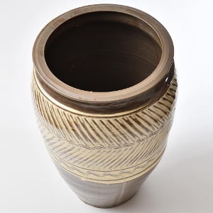 小鹿田焼 黒木昌伸窯 傘立て（一斗甕） 刷毛目 白 ｜ みんげい