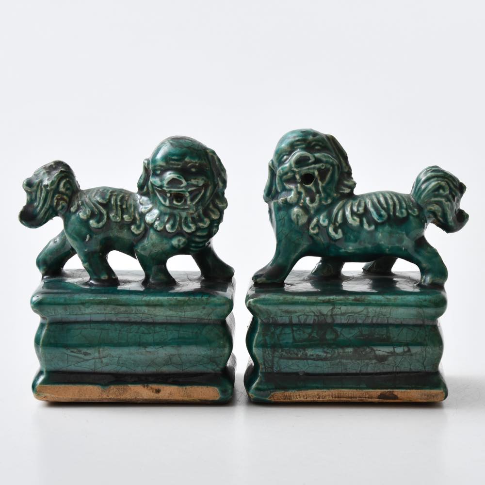 中国 石湾窯 緑釉獅子 ｜ みんげい おくむら （日本と世界の民芸）