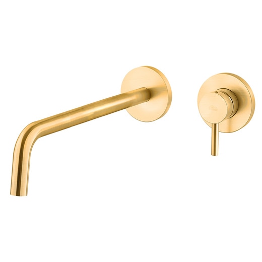 スティック 壁付混合水栓L ブラッシュドゴールド(TA05659)｜洗面所・水