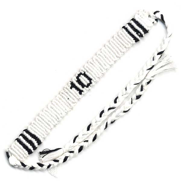 VNF010:ミサンガ・コットン編こみ数字[白黒]・通販:ミサンガ販売店