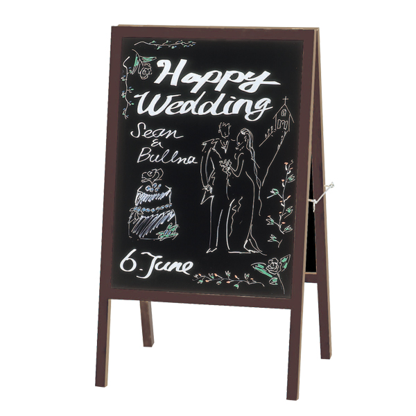 A型ブラックボード GXB-77 両面 木製 ダークブラウン マーカー用