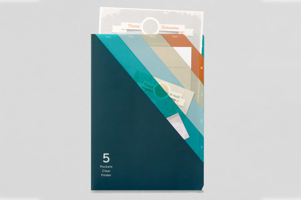 クリアファイル｜5ポケットクリアホルダー＜A4＞ ストライプ柄 紺