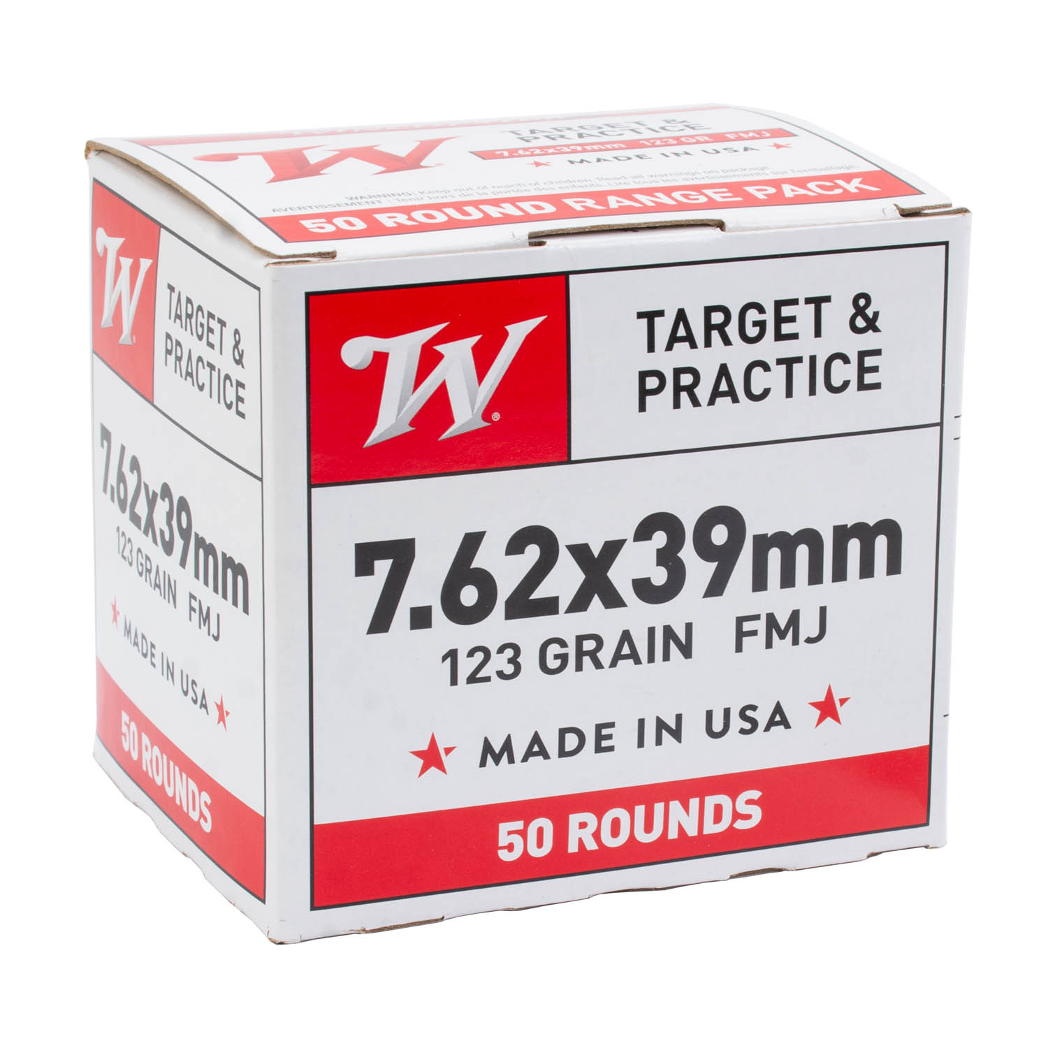 Winchester USA 7.62x39mm 123gr. FMJ Ammunition, 50 Round Box: MGW