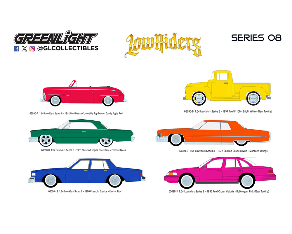 Preorder) Greenlight 1:64 California Lowriders Series 8 Assortment