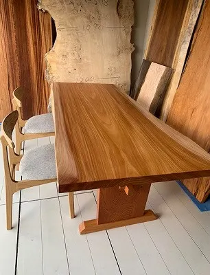 ケヤキダイニングテーブル（一枚板脚）(mkc607-g122)｜無垢の家具｜粗