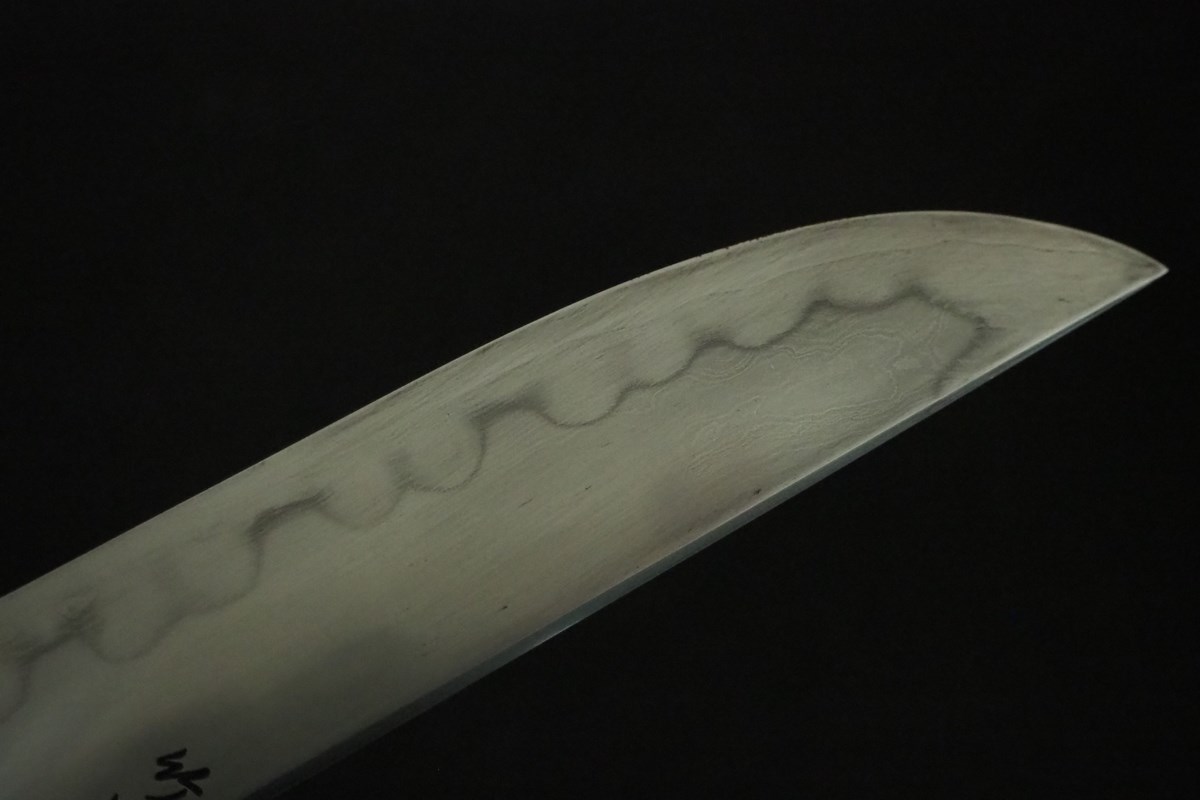 刀匠・竹花一貫斎繁久作 玉鋼洋白鉄刀木把小刀5寸・両刃 | 和式鍛造